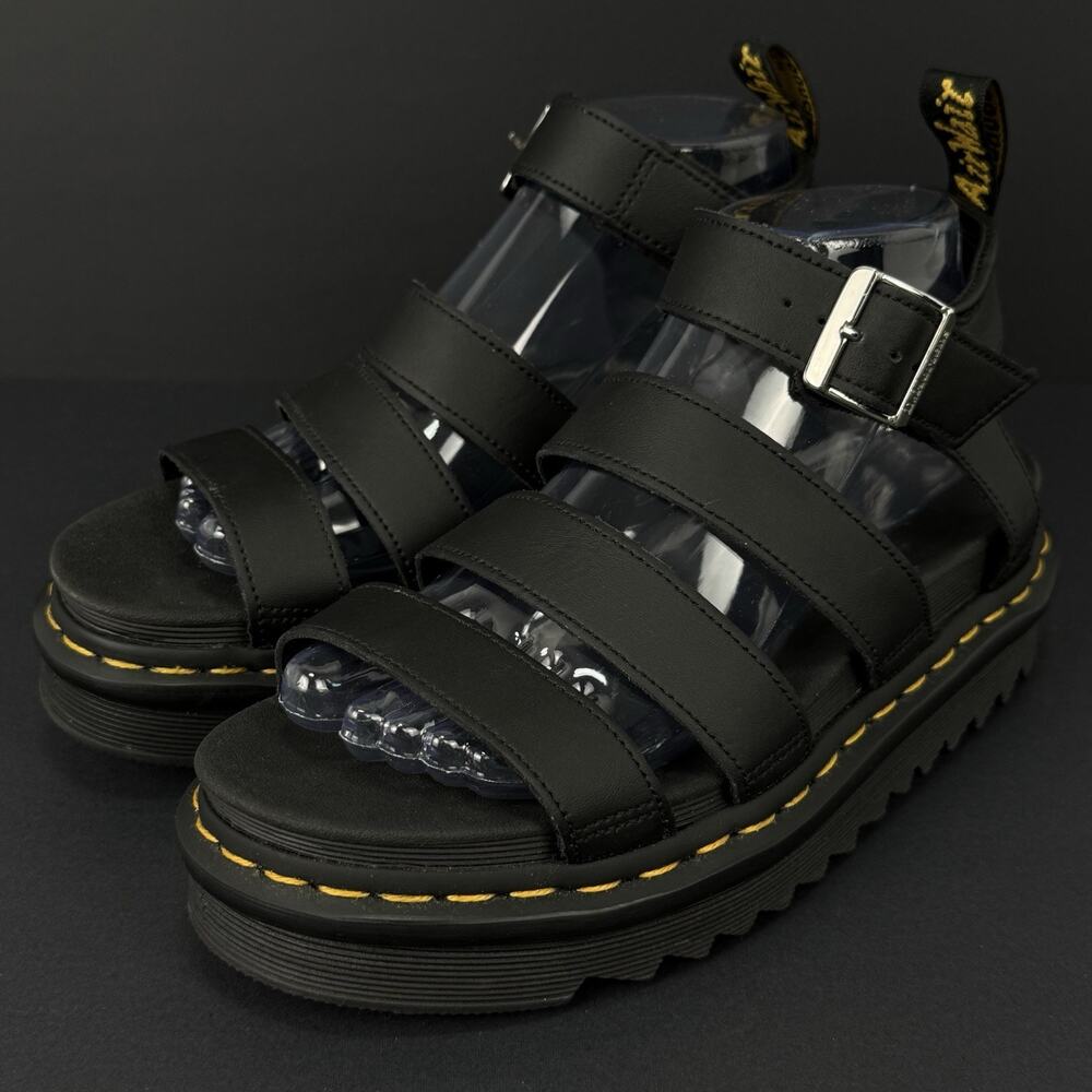 Dr Martens Blaire Quad Platform Sandal Women’s 7 Black Leather New Without Box